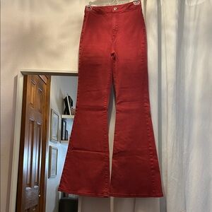 Women's Flared Raspberry Red Jeans